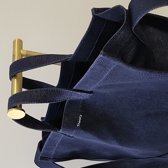 Theory Denim Blue Tote Bag Office Siren - Picture 11 of 16